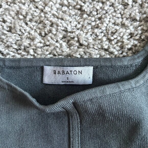 Babaton Women's Sz Small Gray Ribbed Knit Corset Tank Top Square Neck - Picture 3 of 8